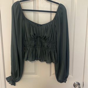 Lulus Long Sleeve Silk Top